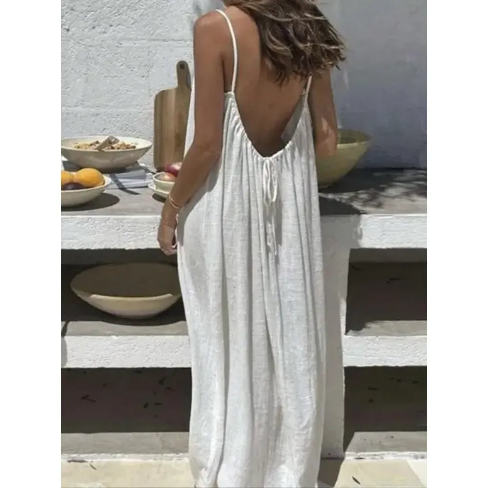 🔥Women's Cotton Linen Backless Loose Dress🔥 10-Piece Pack - Includes All Colors, Only $24