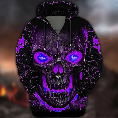 Men's Vintage Scary Face Print Gradient Graphics Halloween Hoodie