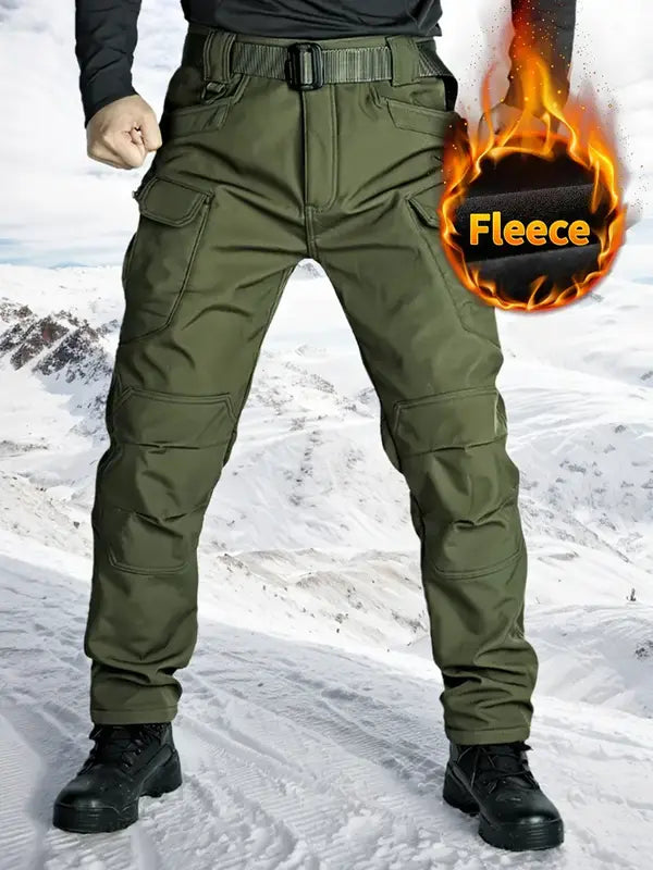 Outdoor Warm Tactical Pants for Men | Windproof Soft-Shell, Fleece Lined, Multi-Pocket Military Design