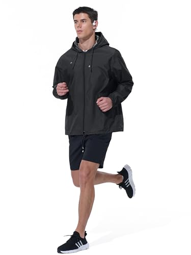 Men Waterproof Raincoat Windbreaker Lightweight Packable Rain Jacket