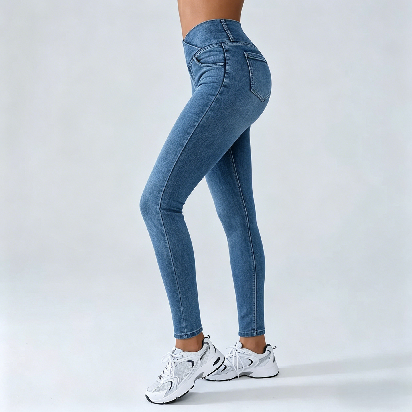 Women's Crossover High-Waisted Stretch Jeans