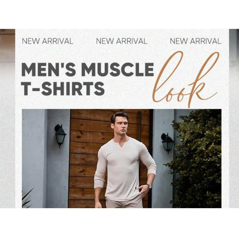 Men's Plain Casual Muscle Shirts for Men Slim Fitted