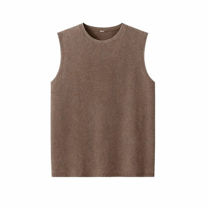 Men’s Vintage Acid-Wash Cotton Sleeveless Tank Top
