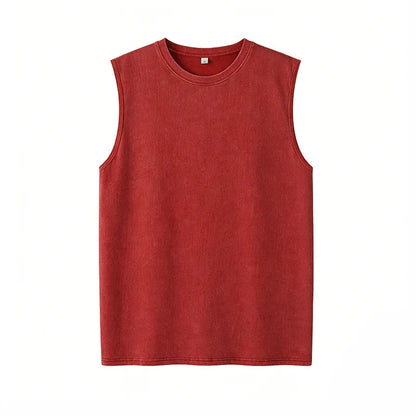 Men’s Vintage Acid-Wash Cotton Sleeveless Tank Top