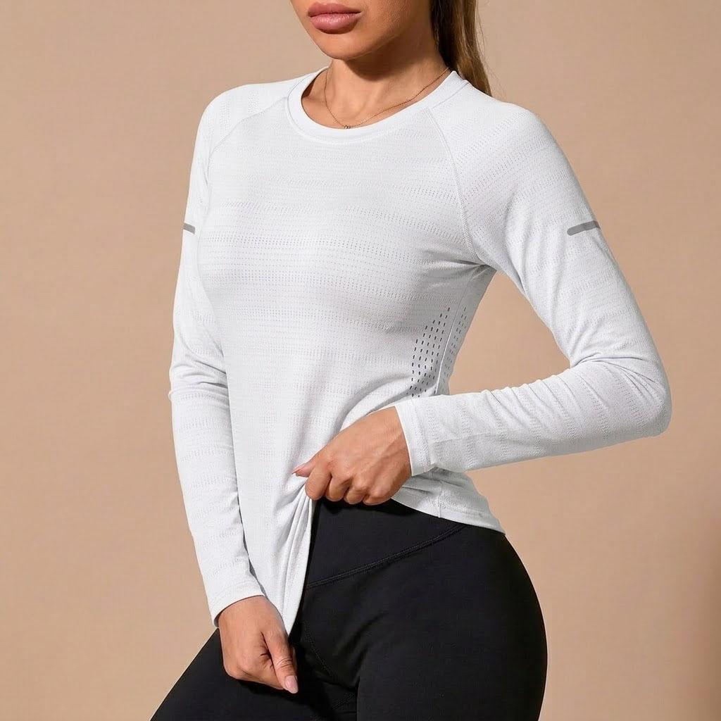 Women’s Quick-Dry Long Sleeve Sports Tops, Breathable Lightweight Shirts for Running & Outdoor Activities
