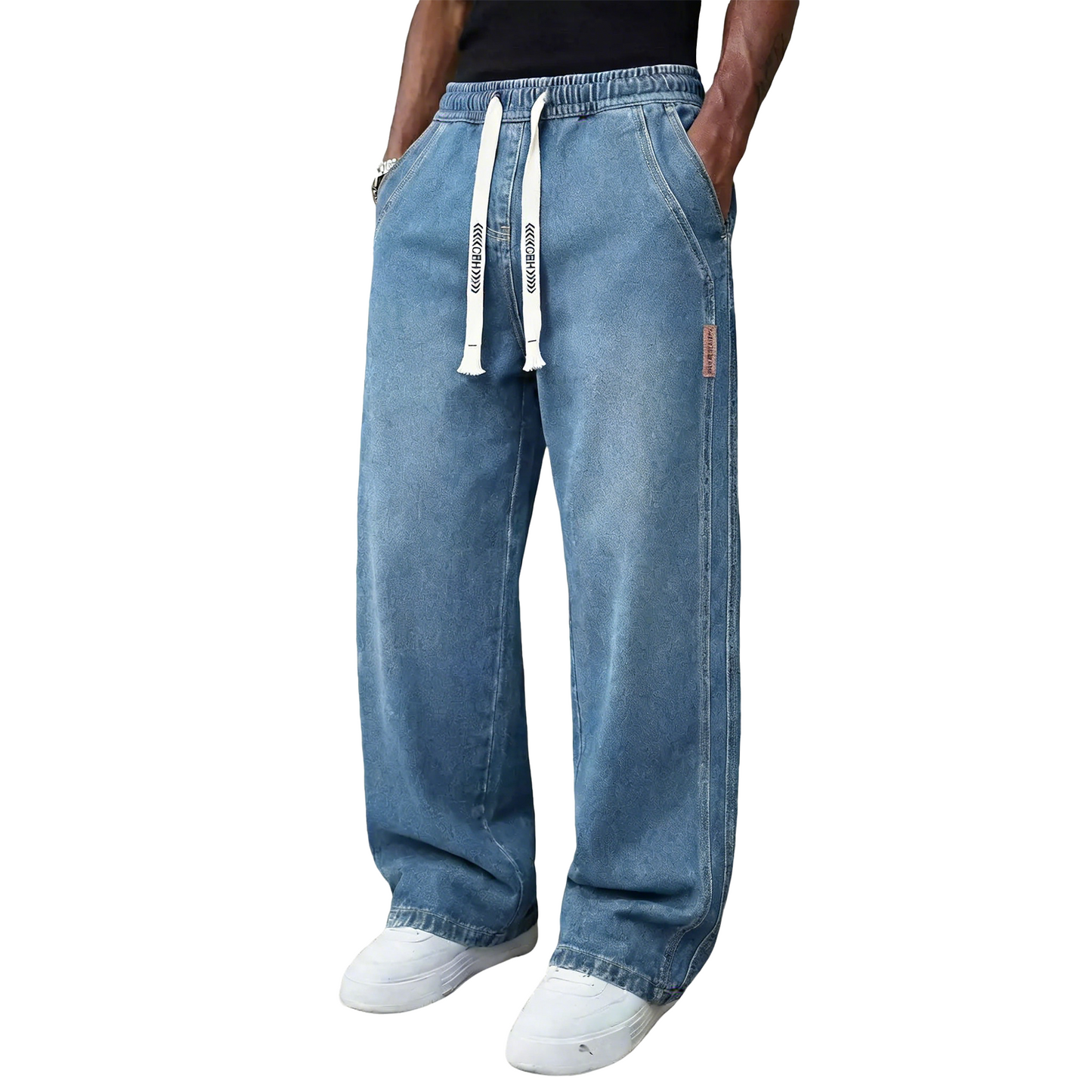 🔥Men’s Casual Stretch Vintage Straight-Leg Denim Jeans with Drawstring