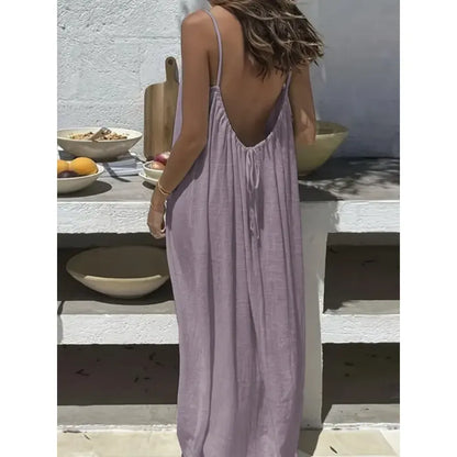 🔥Women's Cotton Linen Backless Loose Dress🔥 10-Piece Pack - Includes All Colors, Only $24