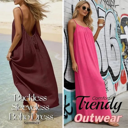 🔥Women's Cotton Linen Backless Loose Dress🔥 10-Piece Pack - Includes All Colors, Only $24