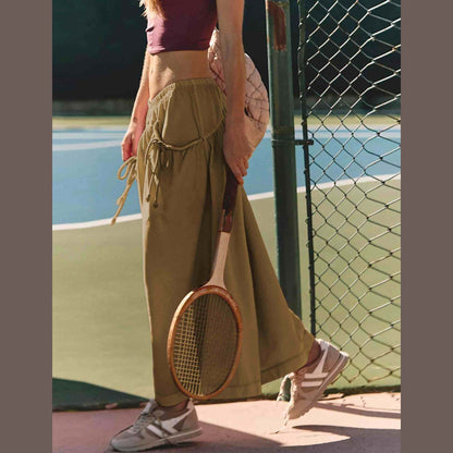 ⏰Hot Sale Women's Loose Wide Leg Track Pants Drawstring Pockets Elastic Waist Capri Hiking Pants