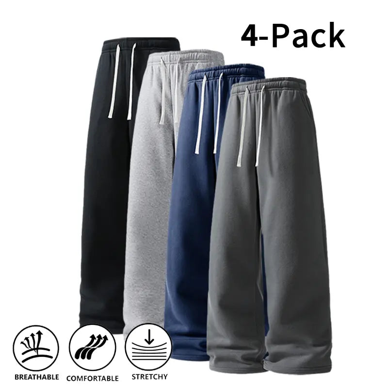 Ultra-Soft Wide-Leg Sweatpants 4-Pack for Men