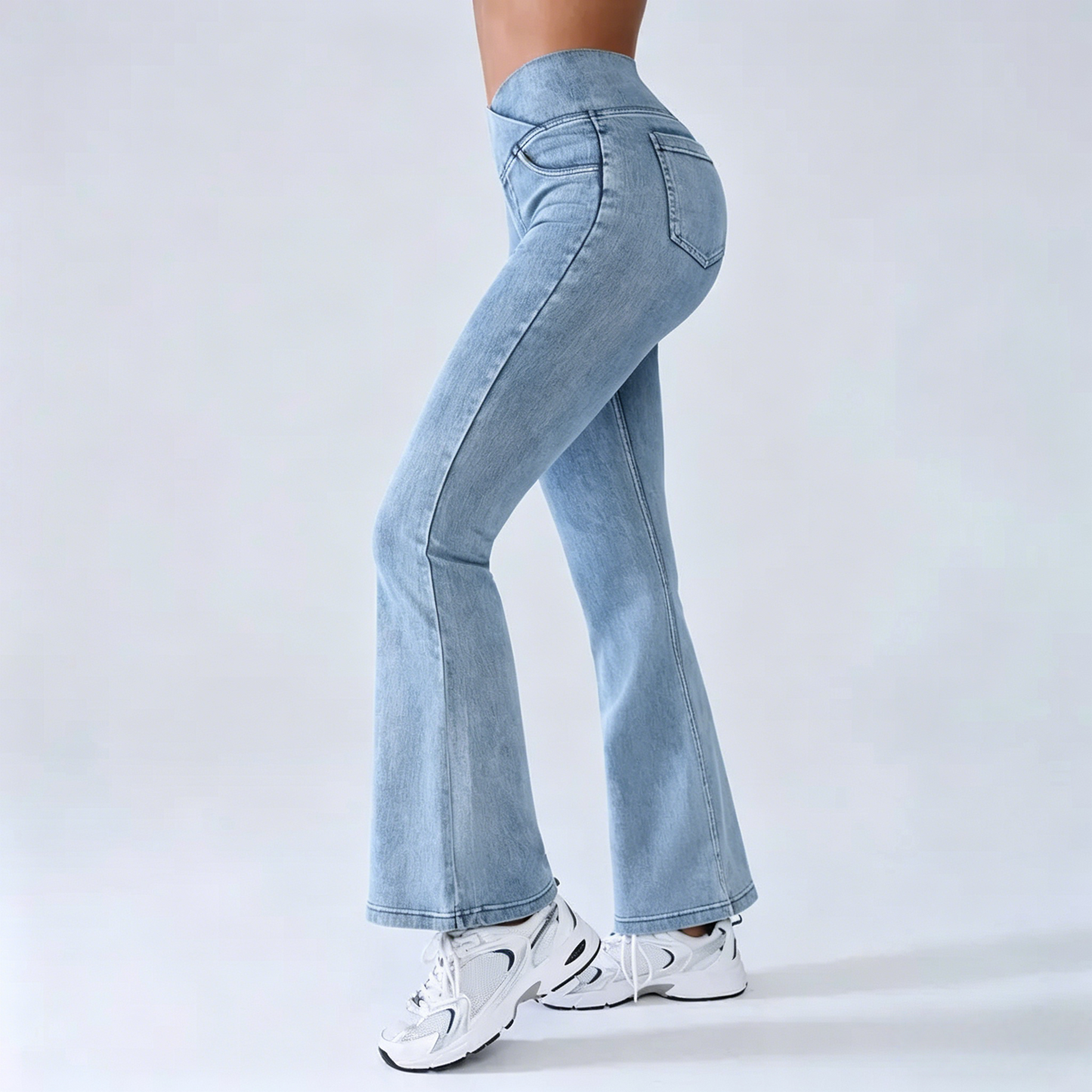 Women's Crossover High-Waisted Stretch Jeans