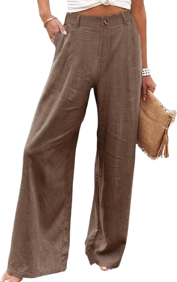 ⚡LAST 2 DAYS⚡- Women’s Casual High Waist Linen Wide Leg Trousers