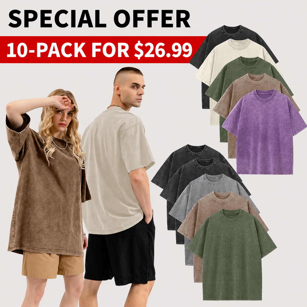 Men’s Oversized Vintage Acid-Wash T-Shirt – 100% Heavyweight Cotton Streetwear for Gym & Everyday Wear