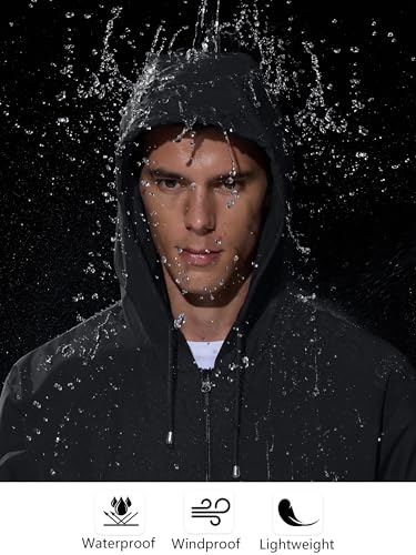 Men Waterproof Raincoat Windbreaker Lightweight Packable Rain Jacket