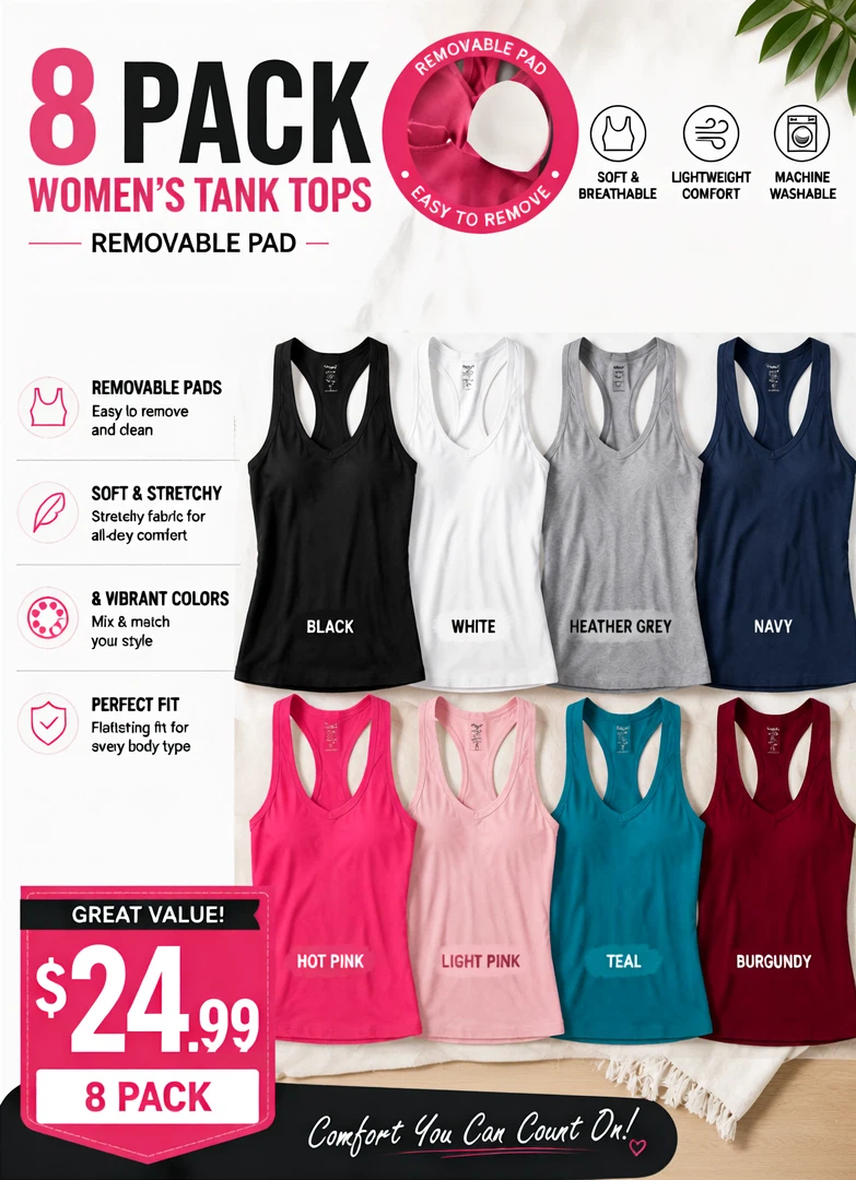 Danysu V Neck Racer Back Tank Top for Women Padded Ribbed Long Tank Fitted Basic Cami Tops