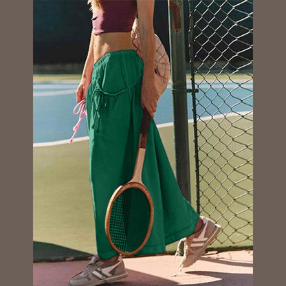 ⏰Hot Sale Women's Loose Wide Leg Track Pants Drawstring Pockets Elastic Waist Capri Hiking Pants