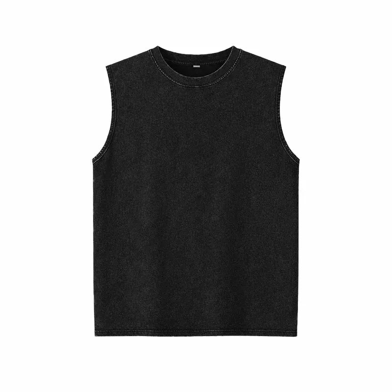 Men’s Vintage Acid-Wash Cotton Sleeveless Tank Top