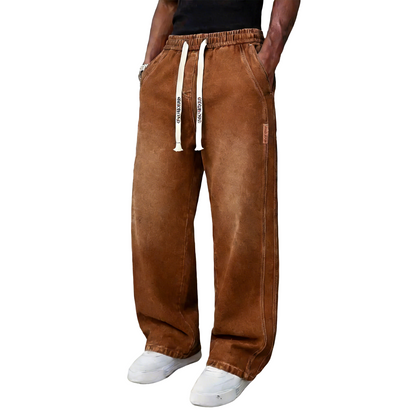 🔥Men’s Casual Stretch Vintage Straight-Leg Denim Jeans with Drawstring