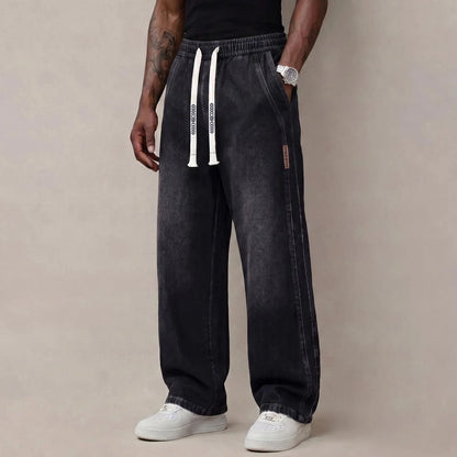 🔥 BEST SELLER | Men’s Stretch Cotton Loose-Fit Drawstring Jeans