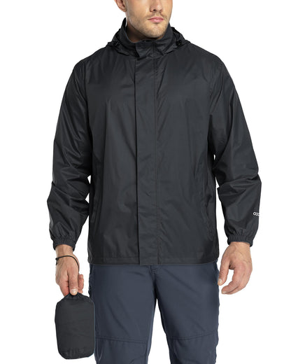 Men Waterproof Raincoat Windbreaker Lightweight Packable Rain Jacket