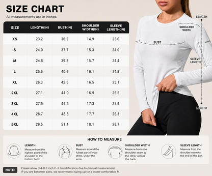 Women’s Quick-Dry Long Sleeve Sports Tops, Breathable Lightweight Shirts for Running & Outdoor Activities