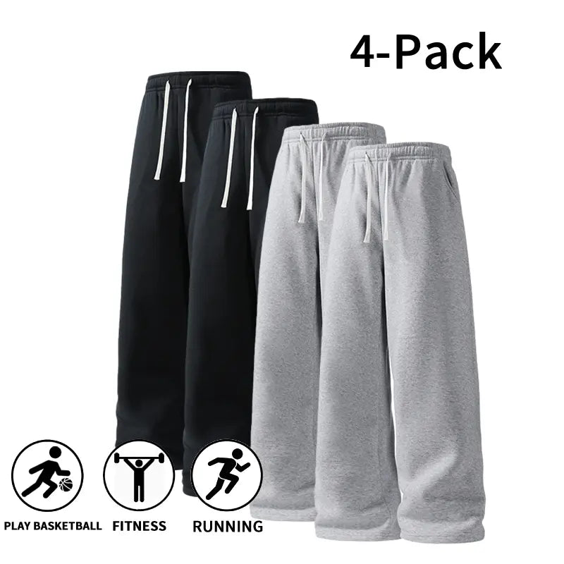 Ultra-Soft Wide-Leg Sweatpants 4-Pack for Men