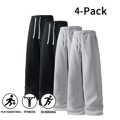 Ultra-Soft Wide-Leg Sweatpants 4-Pack for Men