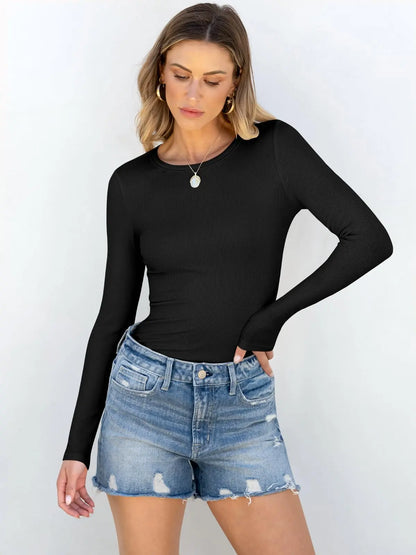 ANRABESS Women Long Sleeve Slim Fit Crewneck Tee