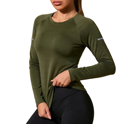Women’s Quick-Dry Long Sleeve Sports Tops, Breathable Lightweight Shirts for Running & Outdoor Activities