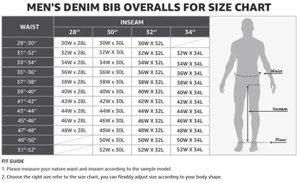 🔥Men's Denim Bib Overalls, Workwear with Adjustable Straps and Convenient Tool Pockets