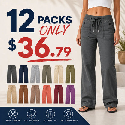 Women's High Stretch Mid Rise Straight Pants
