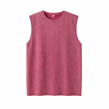 Men’s Vintage Acid-Wash Cotton Sleeveless Tank Top