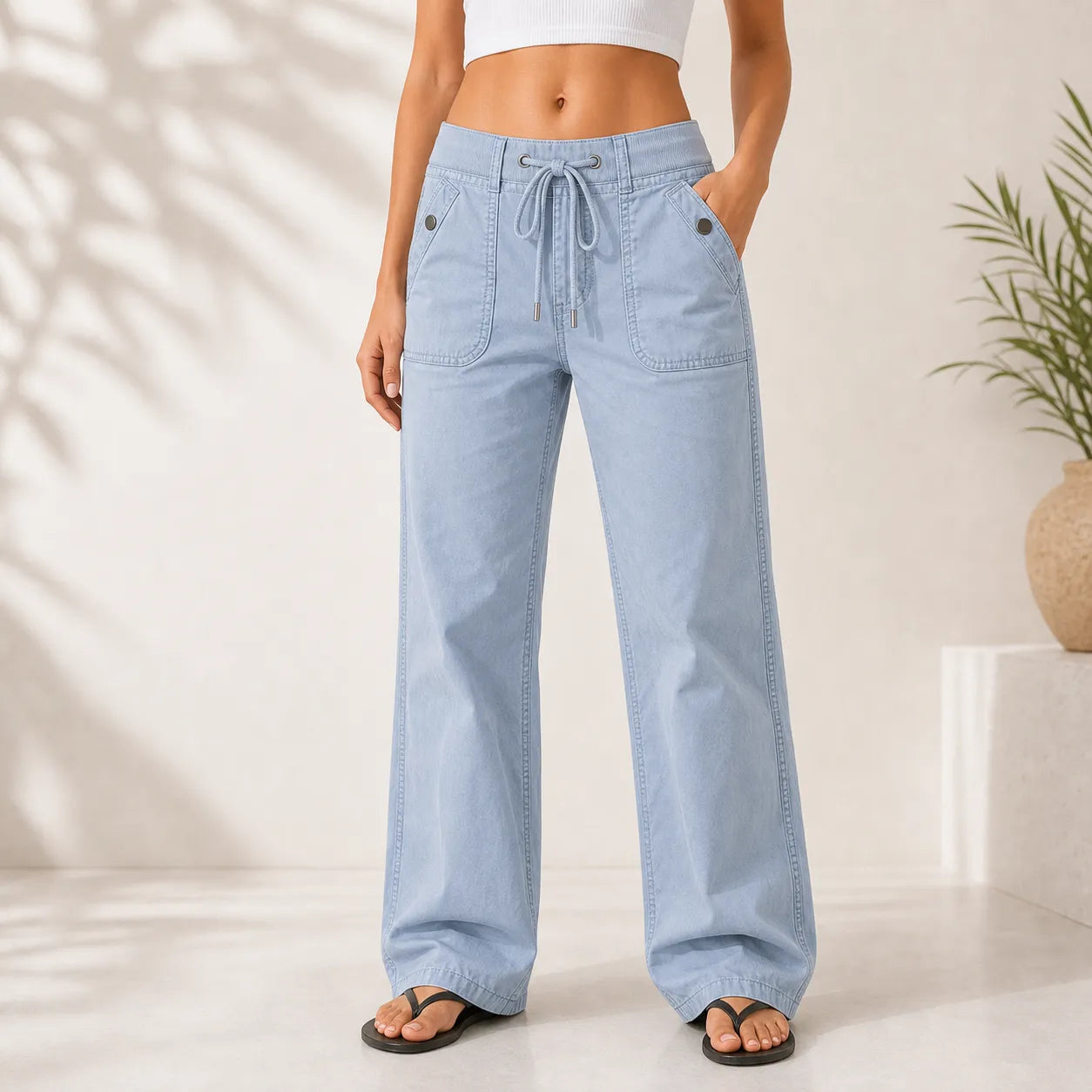 Women's High Stretch Mid Rise Straight Pants