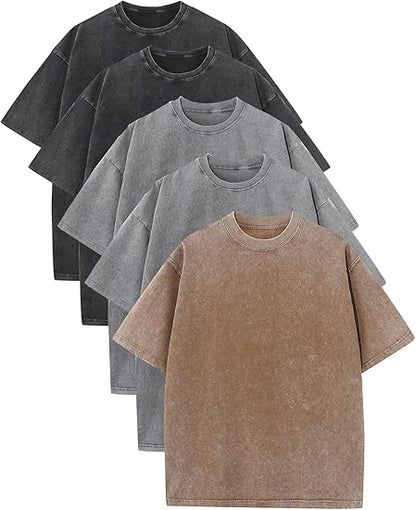 Men’s Oversized Vintage Acid-Wash T-Shirt – 100% Heavyweight Cotton Streetwear for Gym & Everyday Wear