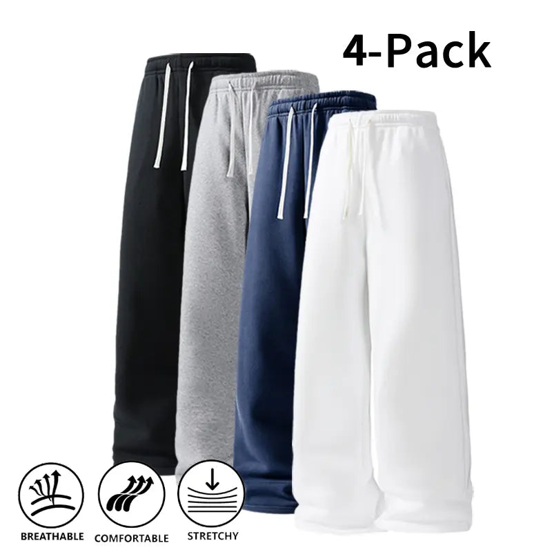 Ultra-Soft Wide-Leg Sweatpants 4-Pack for Men