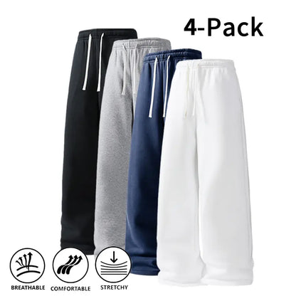 Ultra-Soft Wide-Leg Sweatpants 4-Pack for Men
