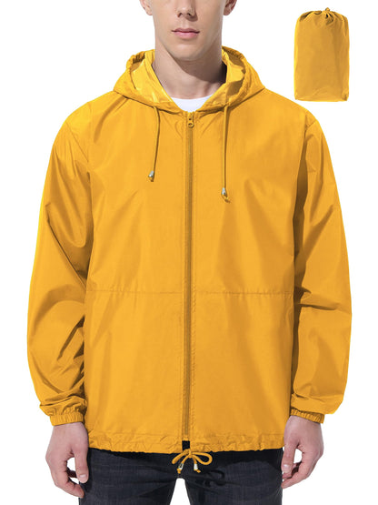 Men Waterproof Raincoat Windbreaker Lightweight Packable Rain Jacket