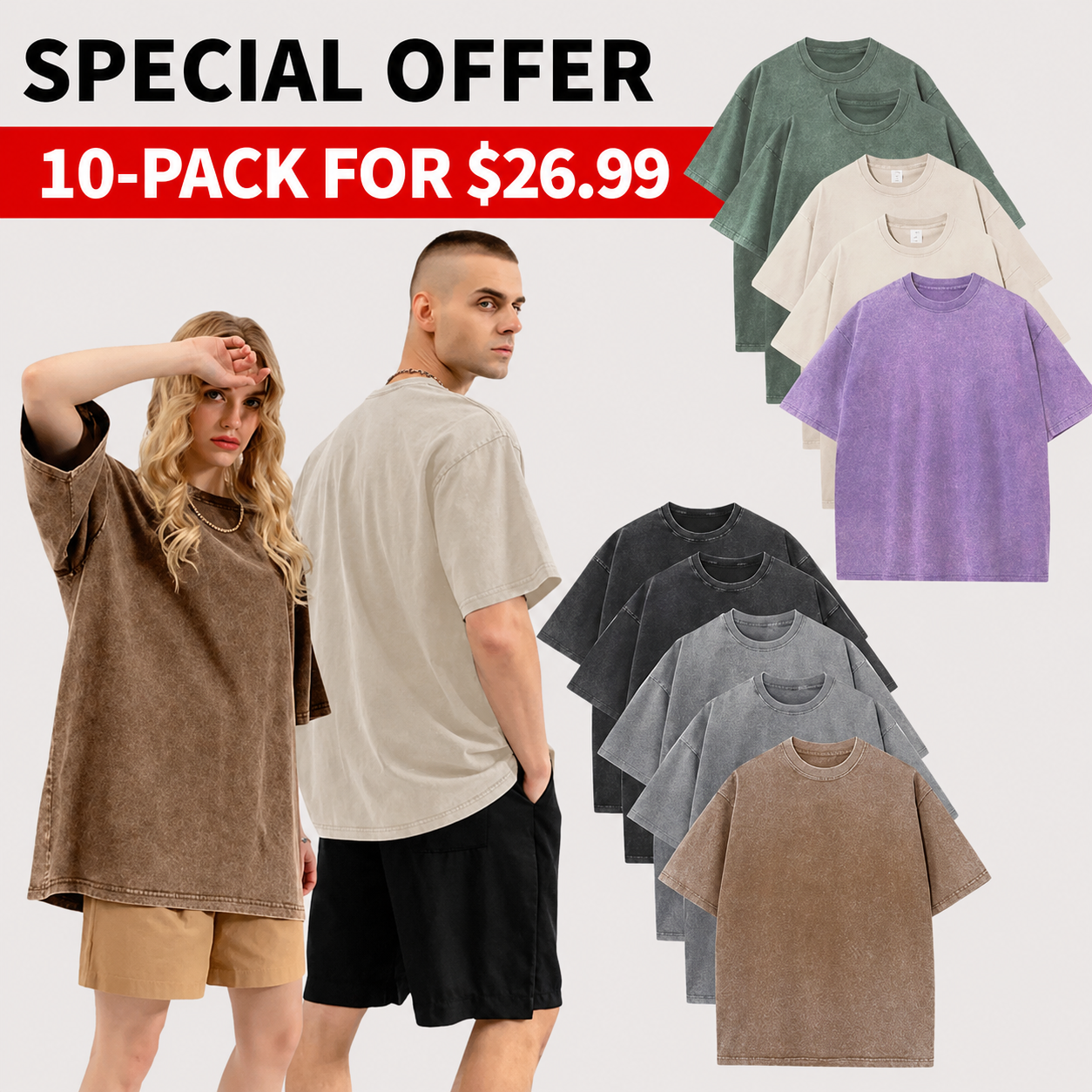 Men’s Oversized Vintage Acid-Wash T-Shirt – 100% Heavyweight Cotton Streetwear for Gym & Everyday Wear