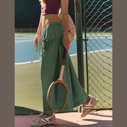 ⏰Hot Sale Women's Loose Wide Leg Track Pants Drawstring Pockets Elastic Waist Capri Hiking Pants