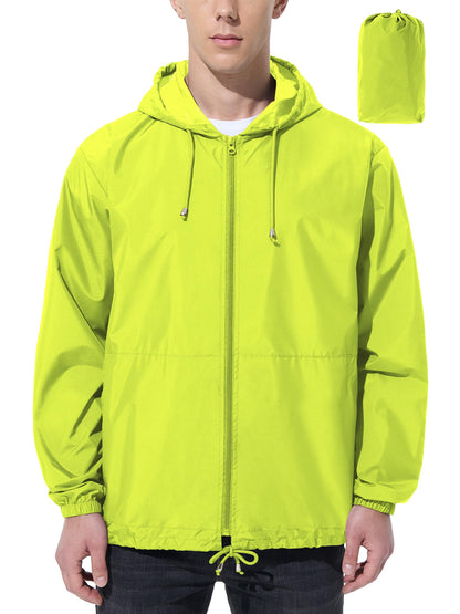 Men Waterproof Raincoat Windbreaker Lightweight Packable Rain Jacket
