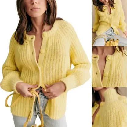Women's Crewneck Button Down Cardigan Sweater