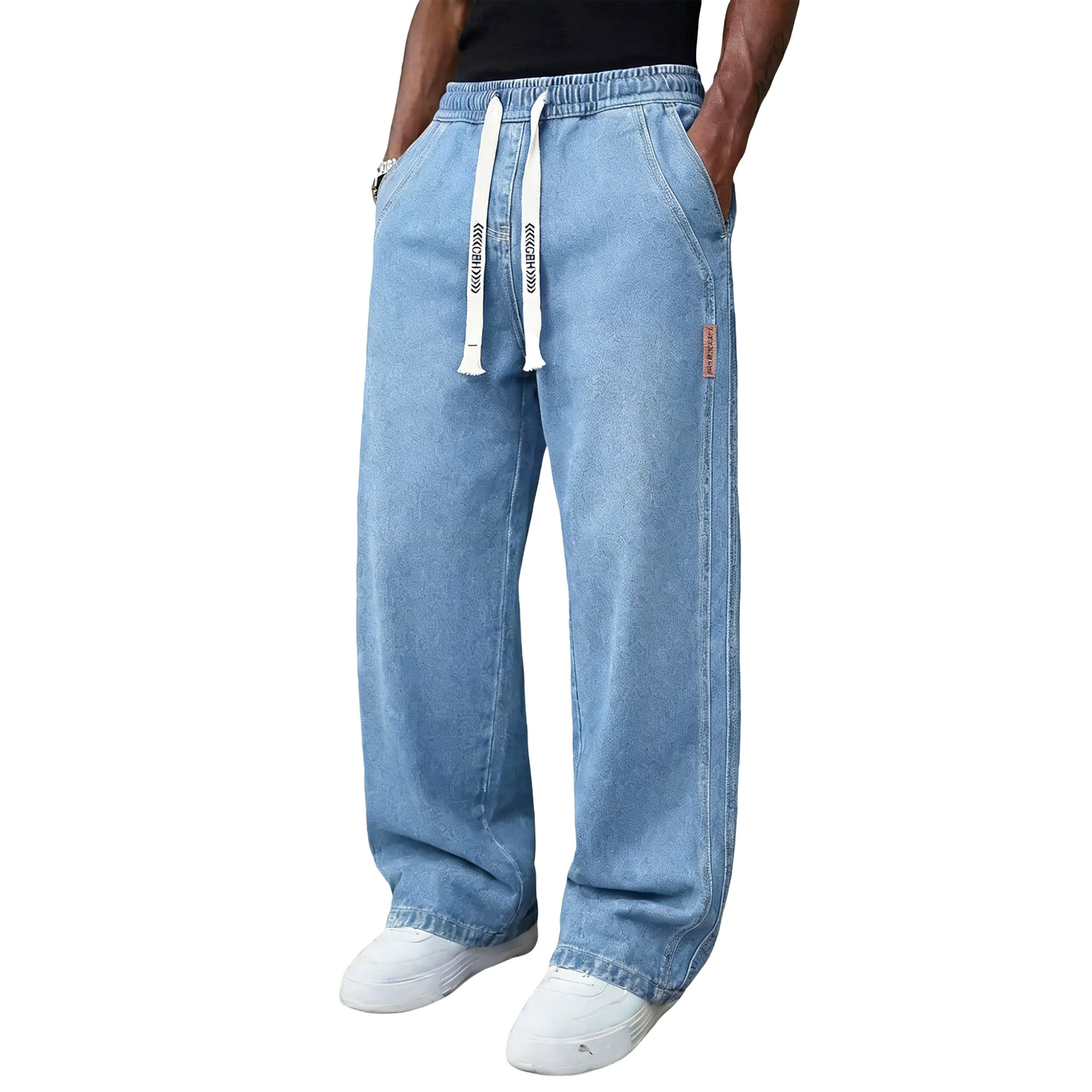 🔥Men’s Casual Stretch Vintage Straight-Leg Denim Jeans with Drawstring
