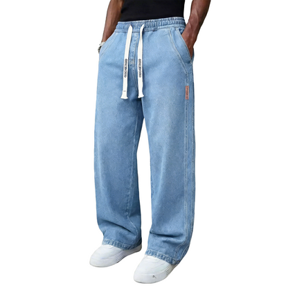🔥Men’s Casual Stretch Vintage Straight-Leg Denim Jeans with Drawstring