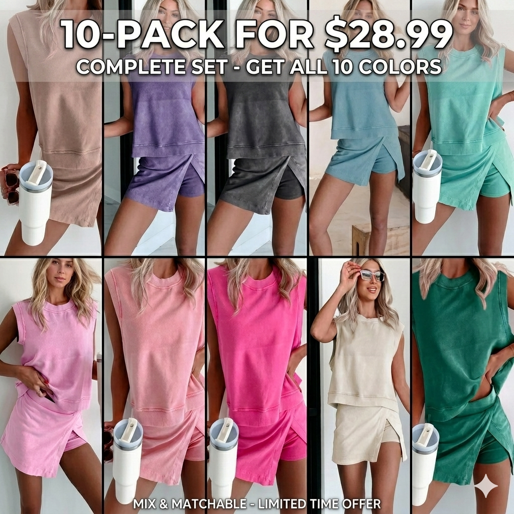 Summer Sets Women 2 Piece Outfits Shorts Tank Top and Casual Skort Lined Split Athletic Skirt Set Travel Outfit