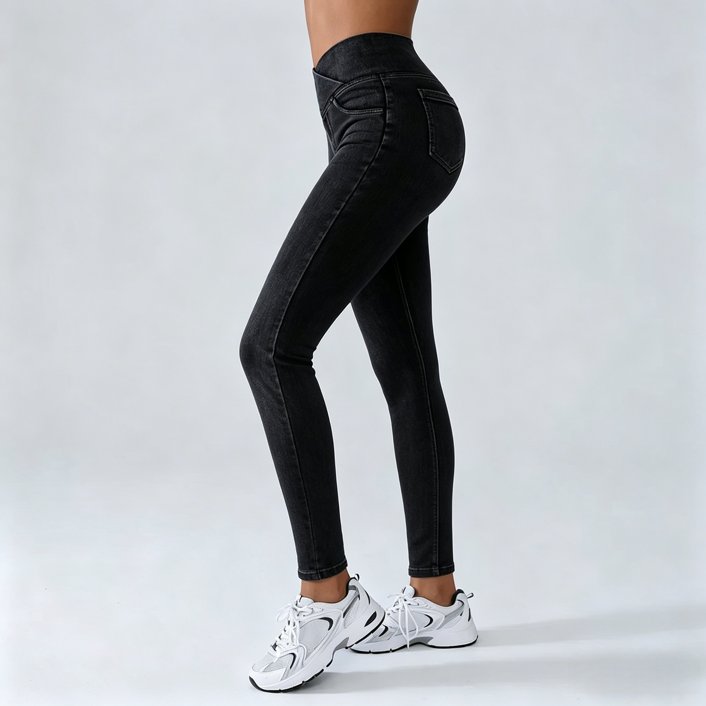 Women's Crossover High-Waisted Stretch Jeans