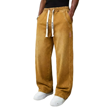 🔥Men’s Casual Stretch Vintage Straight-Leg Denim Jeans with Drawstring