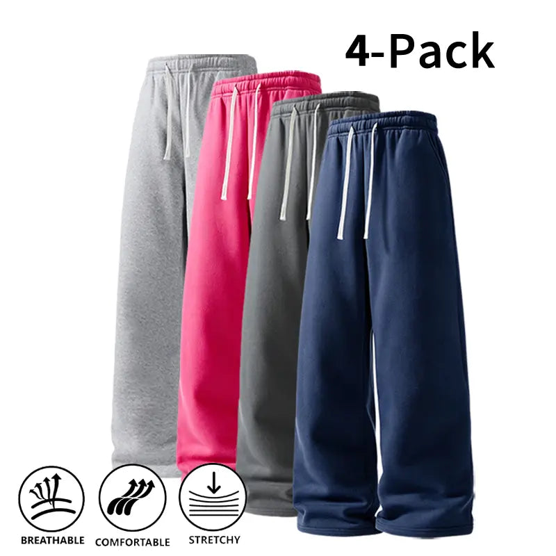 Ultra-Soft Wide-Leg Sweatpants 4-Pack for Men