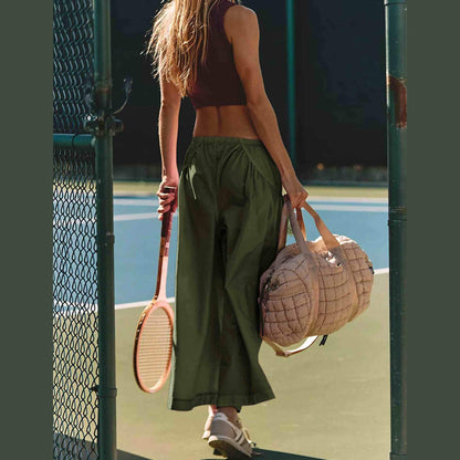 ⏰Hot Sale Women's Loose Wide Leg Track Pants Drawstring Pockets Elastic Waist Capri Hiking Pants