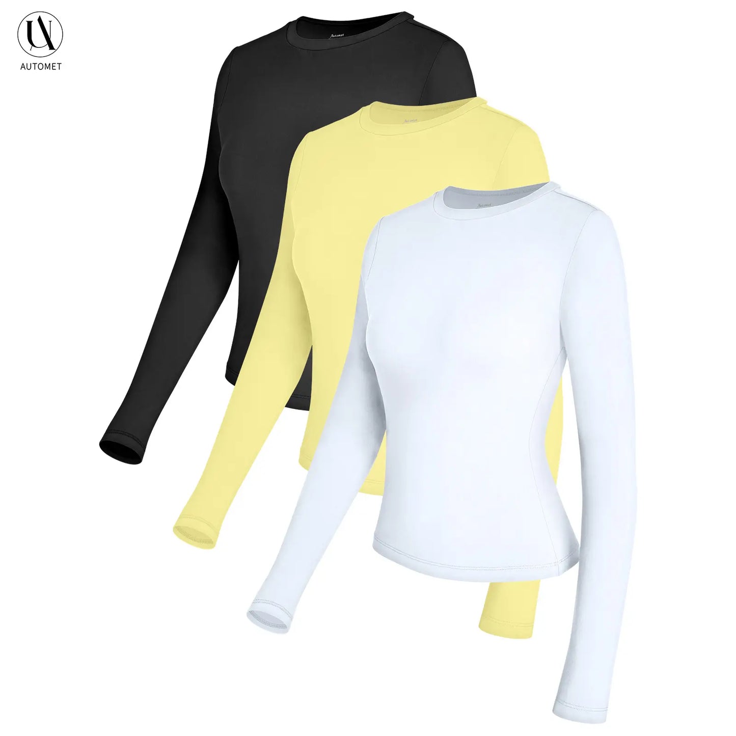 AUTOMET Women's 3-Piece Long Sleeve Crop Tops - Y2K Style