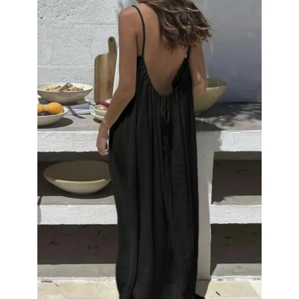 🔥Women's Cotton Linen Backless Loose Dress🔥 10-Piece Pack - Includes All Colors, Only $24